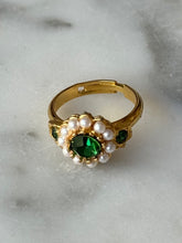 Load image into Gallery viewer, Green &amp; Pearl Vintage Ring
